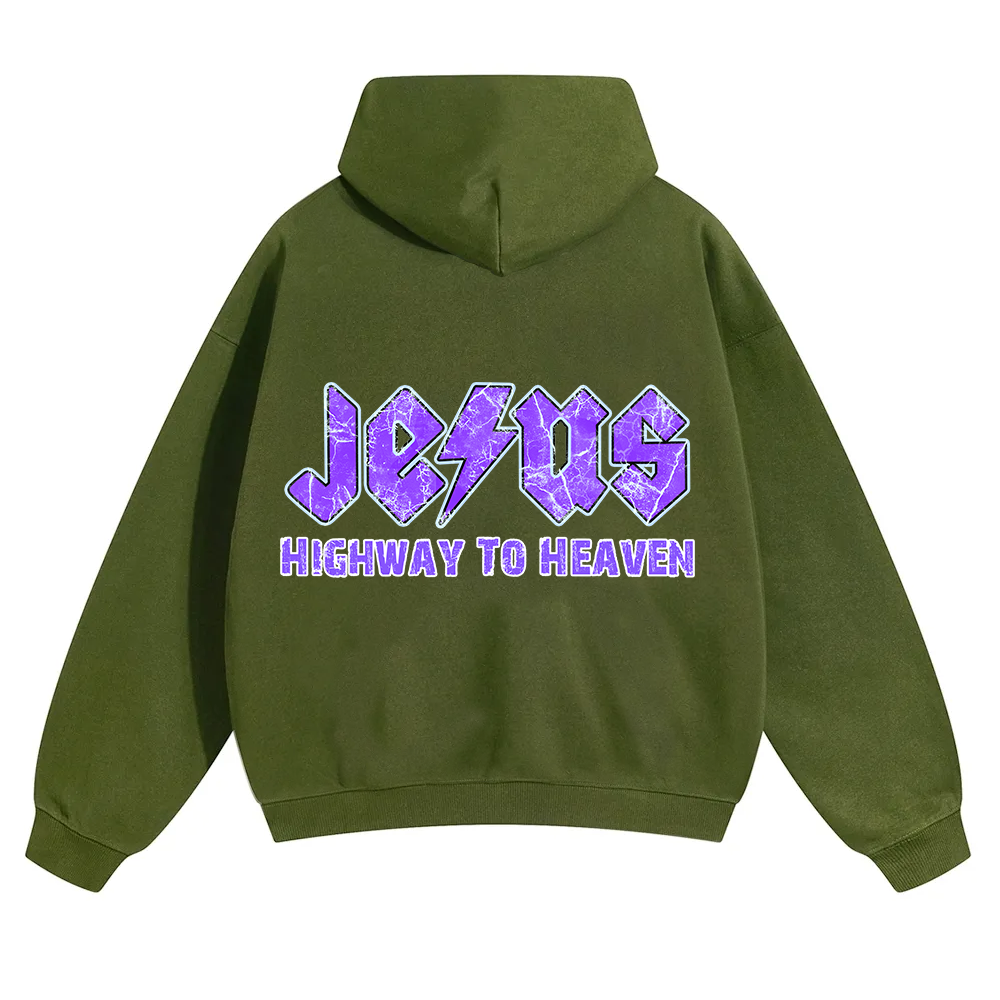Jesus Highway To Heaven Unisex Solid Color Hoodie wearishow