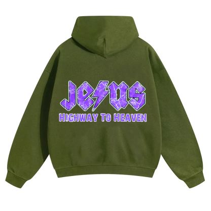 Jesus Highway To Heaven Unisex Solid Color Hoodie wearishow