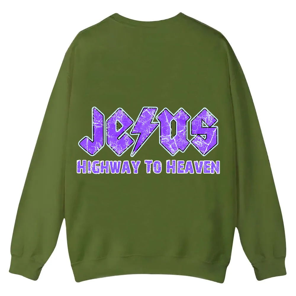 Jesus Highway To Heaven Casual Crewneck Sweatshirt wearishow