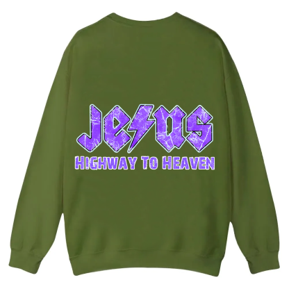 Jesus Highway To Heaven Casual Crewneck Sweatshirt wearishow