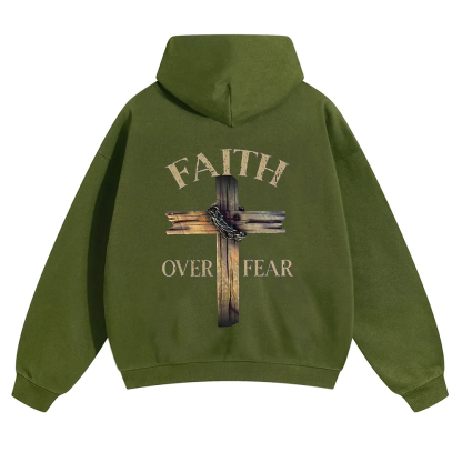 Faith Over Fear Cross Unisex Solid Color Hoodie wearishow