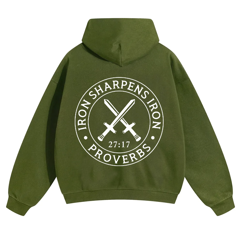 Iron Sharpens Iron PRVOERBS 27:17 Christian Unisex Solid Color Hoodie wearishow