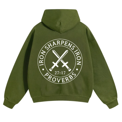 Iron Sharpens Iron PRVOERBS 27:17 Christian Unisex Solid Color Hoodie wearishow