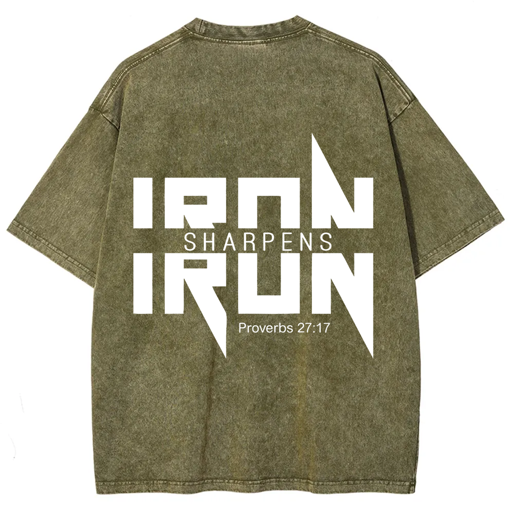 Iron Sharpens Iron Christian Unisex Fit Washed T-Shirt