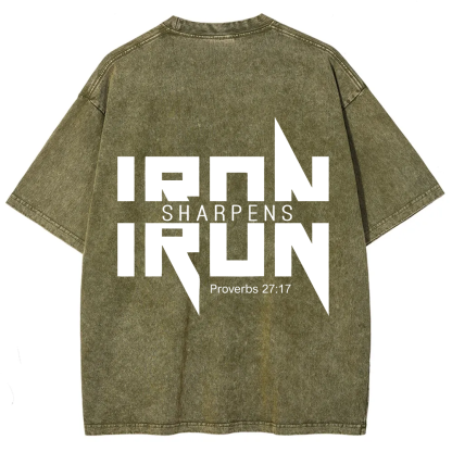 Iron Sharpens Iron Christian Unisex Fit Washed T-Shirt