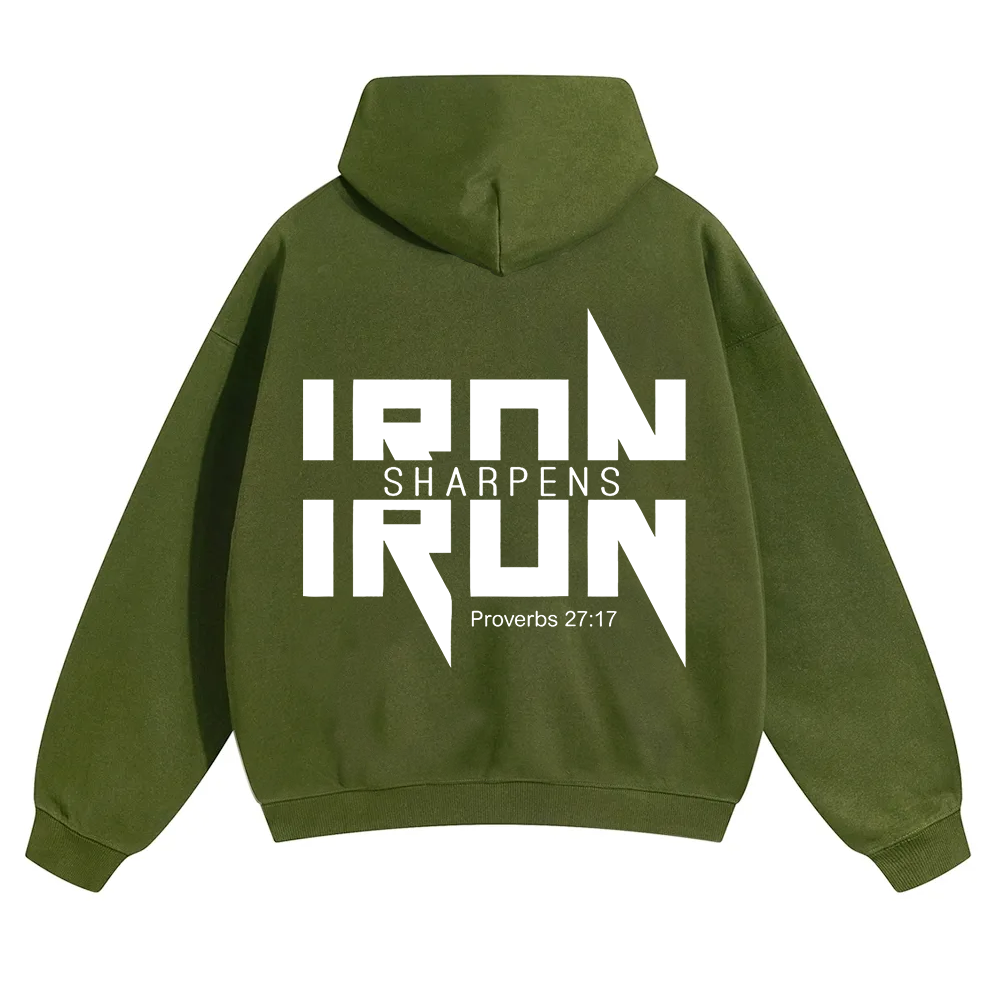 Iron Sharpens Iron Christian Unisex Solid Color Hoodie wearishow