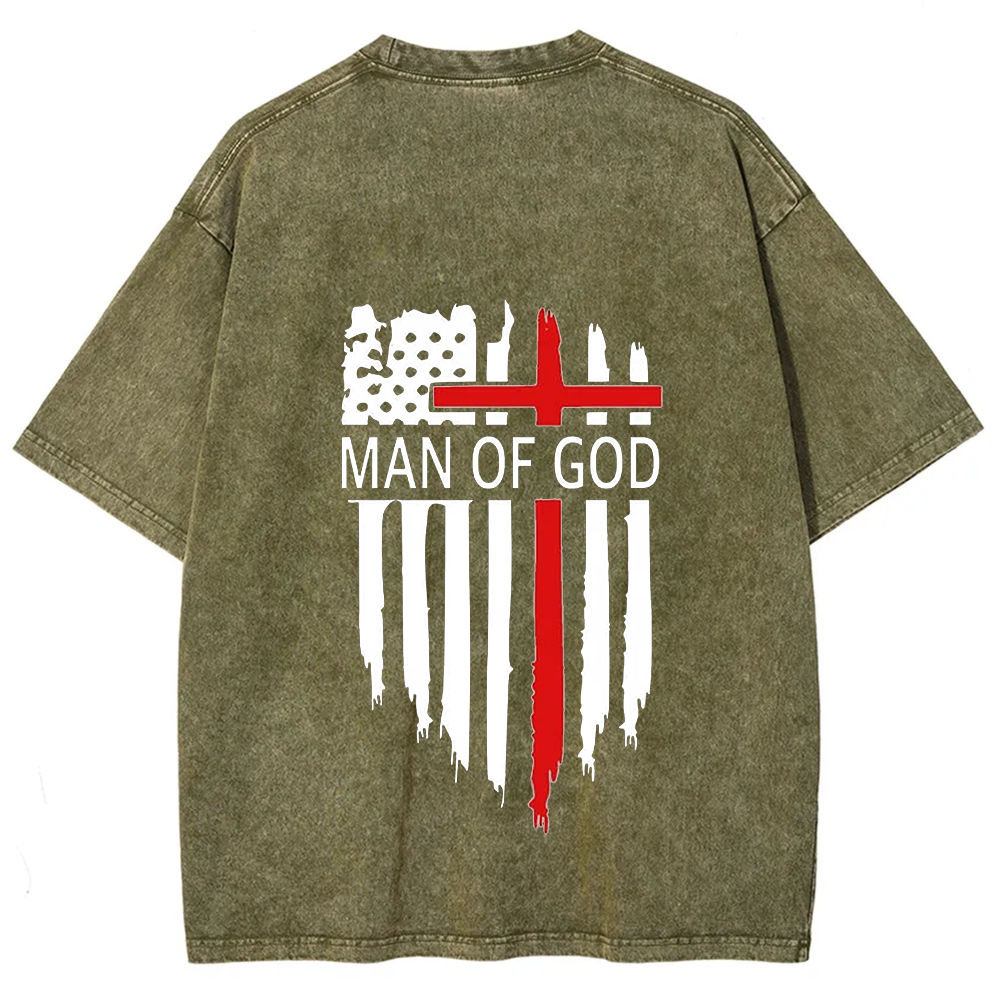 Man Of God Chrsitian Unisex Fit Washed T-Shirt