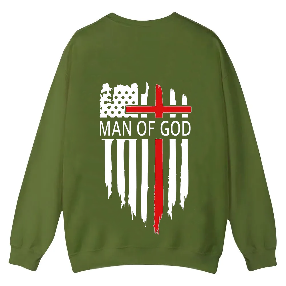 Man Of God Chrsitian Casual Crewneck Sweatshirt wearishow