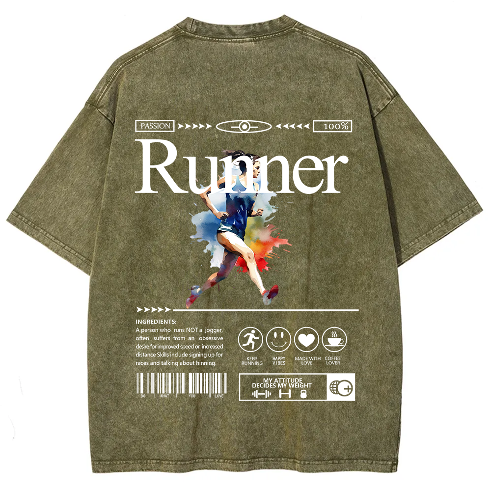 Runner Unisex Fit Washed T-Shirt