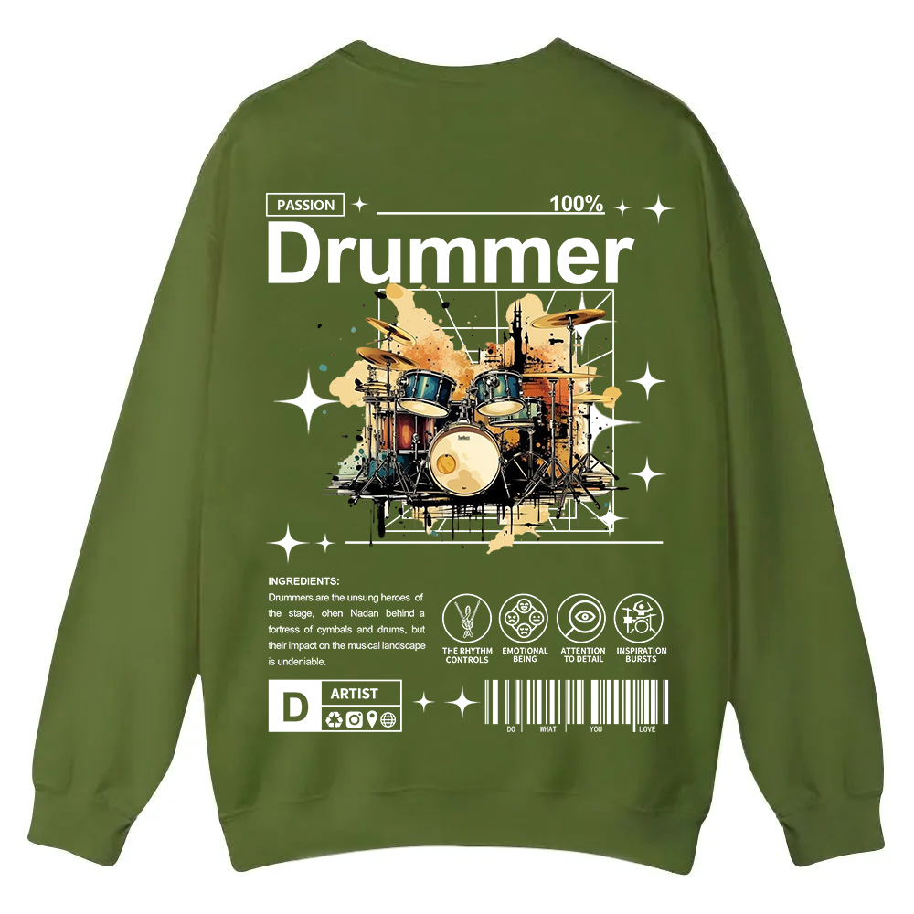 Drummer Casual Crewneck Sweatshirt wearishow