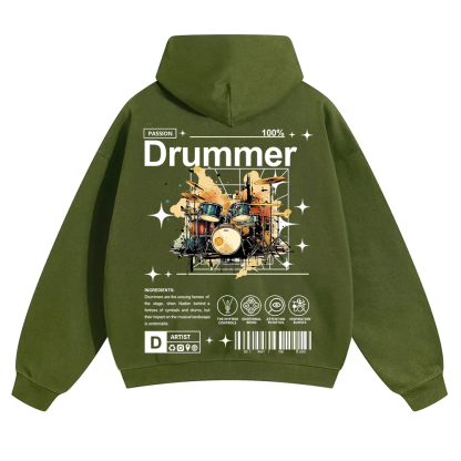 Drummer Unisex Solid Color Hoodie wearishow