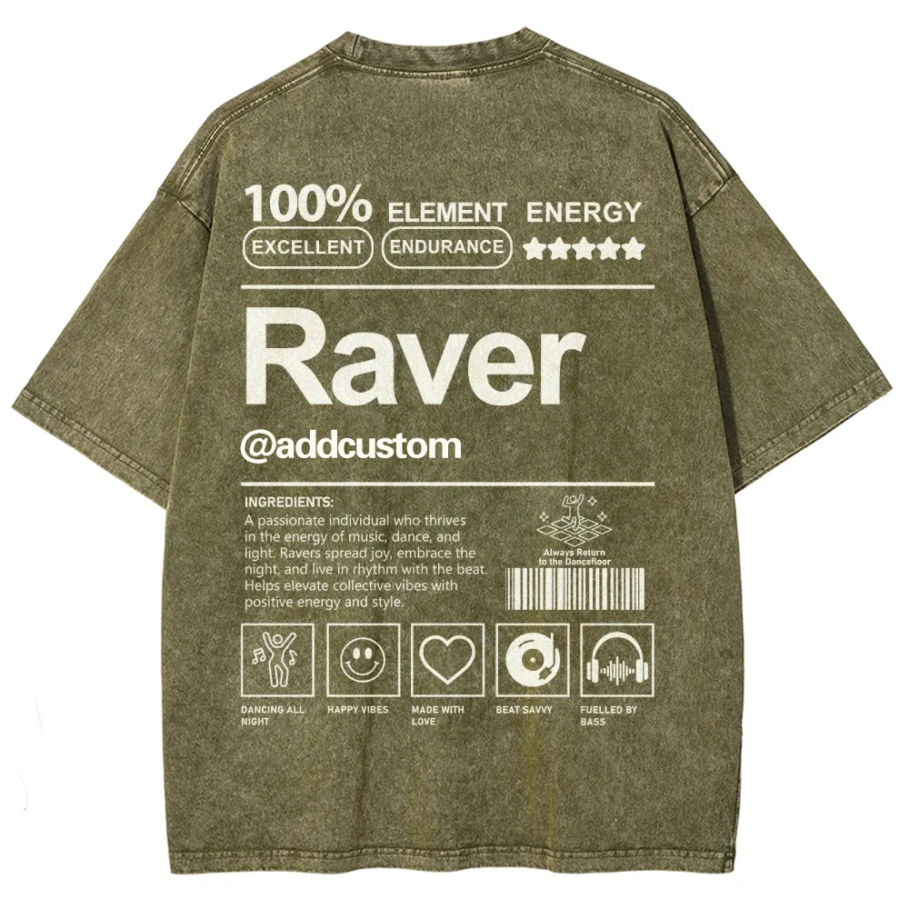 Addcustom Raver Unisex Fit Washed T-Shirt wearishow