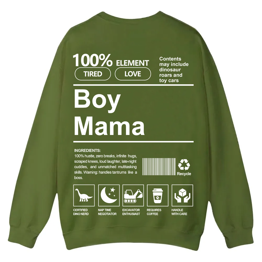 Boy Mama Casual Crewneck Sweatshirt wearishow