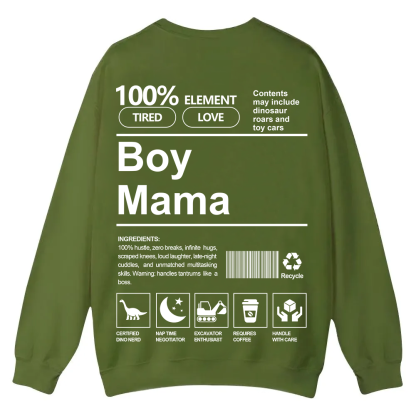 Boy Mama Casual Crewneck Sweatshirt wearishow