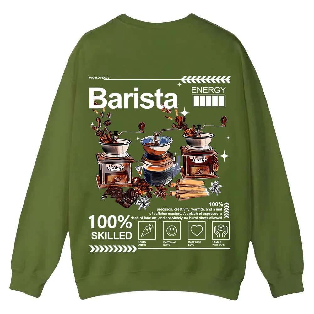 Barista Casual Crewneck Sweatshirt wearishow