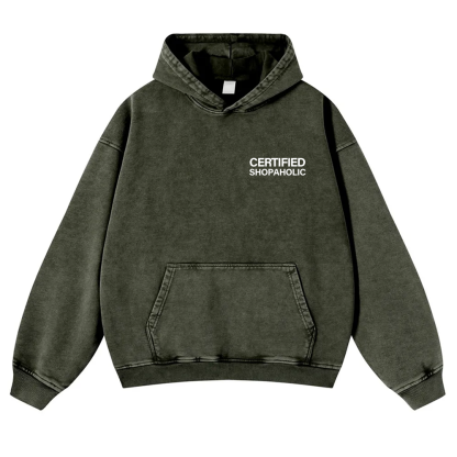 Certified Shopaholic Washed Hoodie wearishow