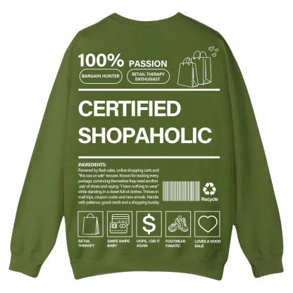 Certified Shopaholic Casual Crewneck Sweatshirt wearishow
