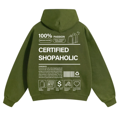 Certified Shopaholic Unisex Solid Color Hoodie wearishow