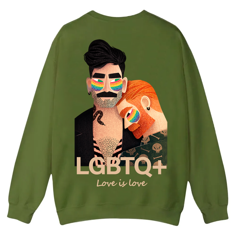 Lgbtq+ Love Is Love Casual Crewneck Sweatshirt wearishow