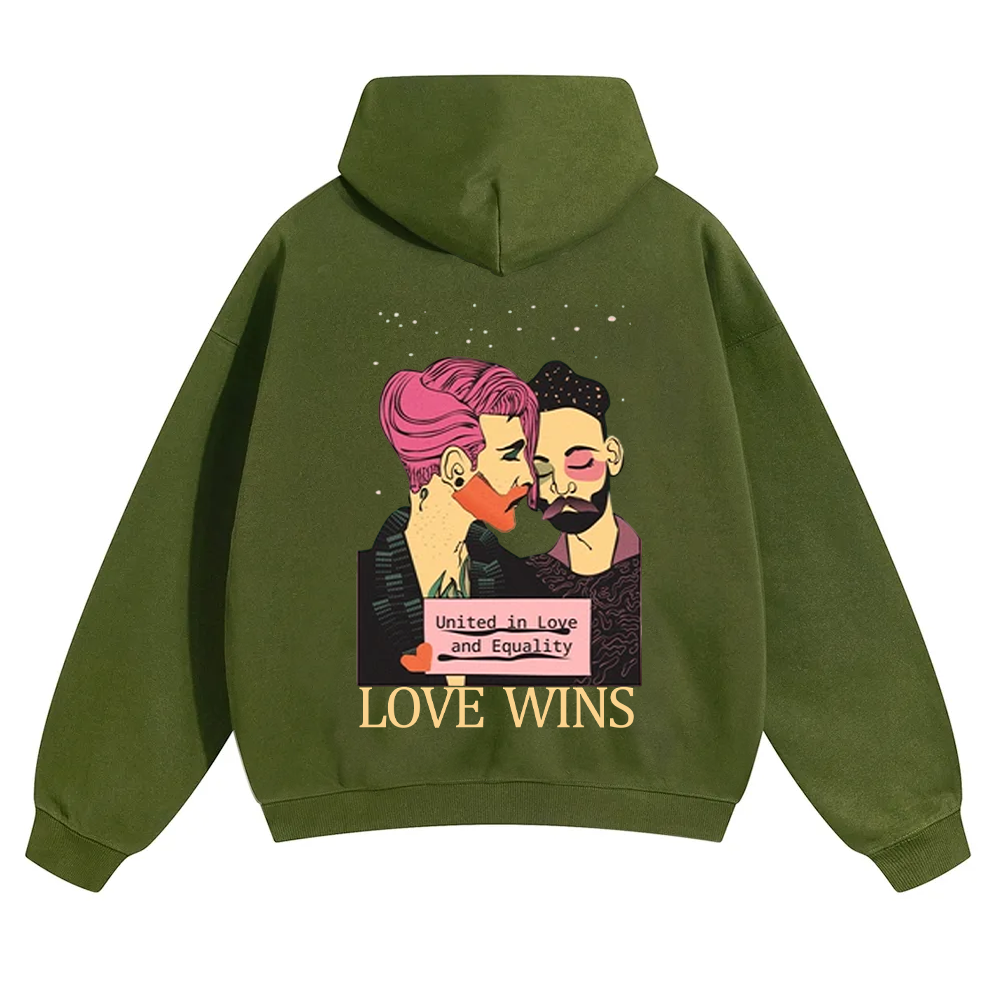 United in Love and Equality Love Wins Unisex Solid Color Hoodie wearishow
