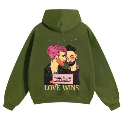 United in Love and Equality Love Wins Unisex Solid Color Hoodie wearishow