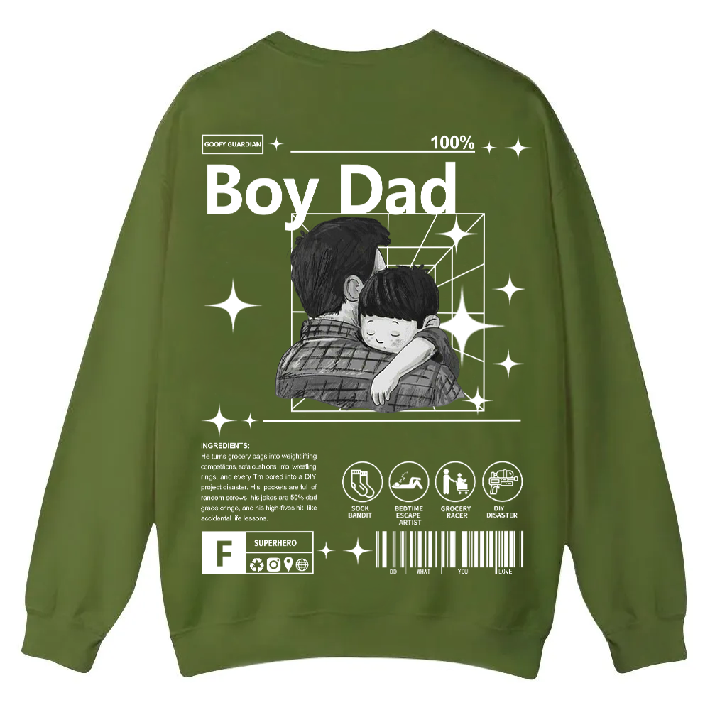 Boy Dad Casual Crewneck Sweatshirt wearishow
