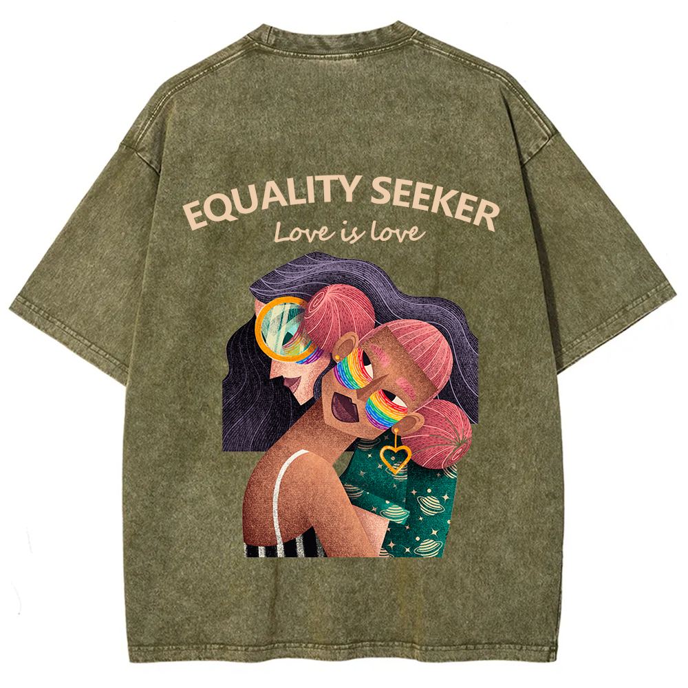 Equality Seeker Love Is Love Unisex Fit Washed T-Shirt