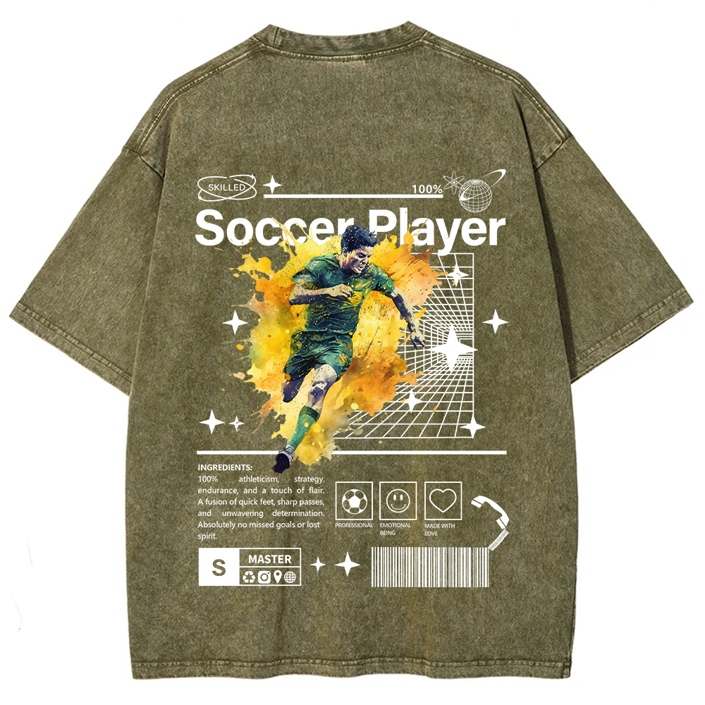 Soccer Player Unisex Fit Washed T-Shirt