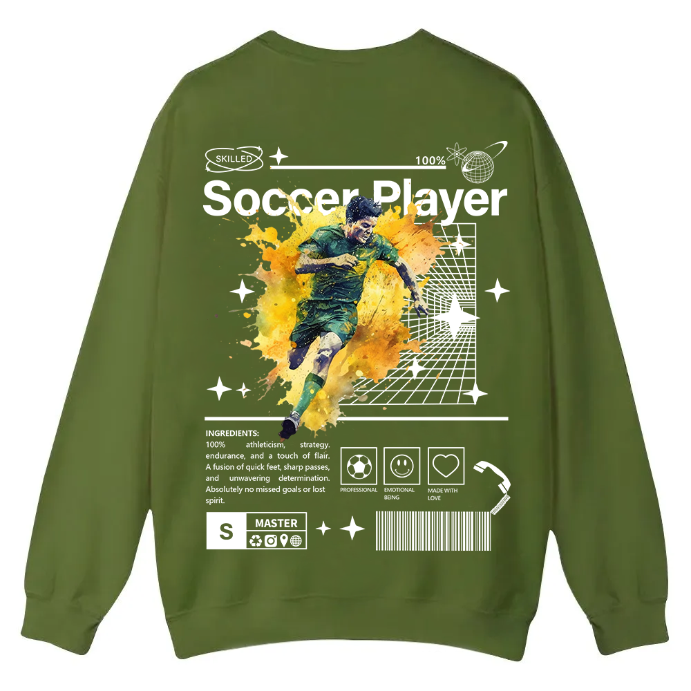 Soccer Player Casual Crewneck Sweatshirt wearishow