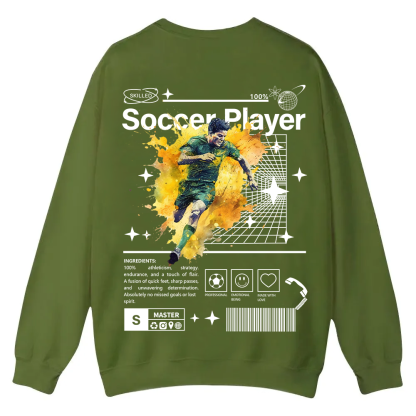 Soccer Player Casual Crewneck Sweatshirt wearishow
