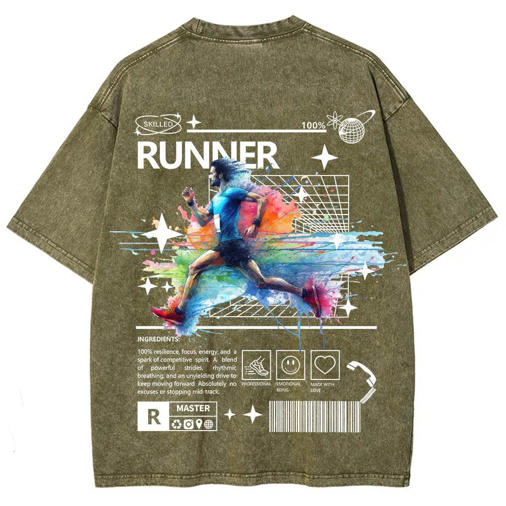 Runner Unisex Fit Washed T-Shirt