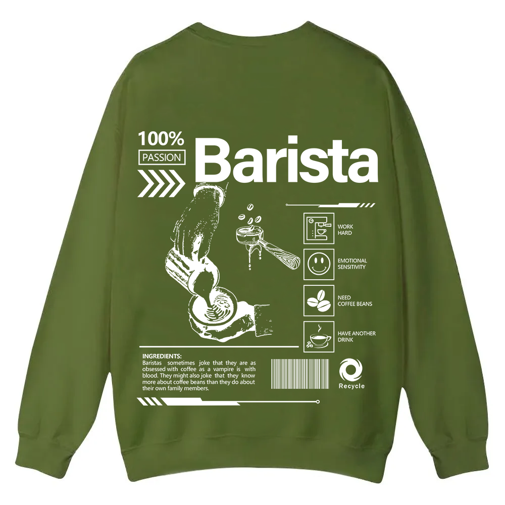 Barista Casual Crewneck Sweatshirt wearishow