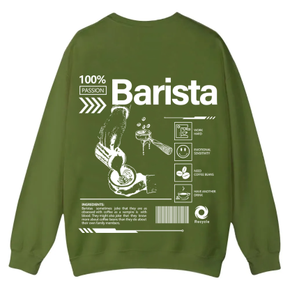 Barista Casual Crewneck Sweatshirt wearishow