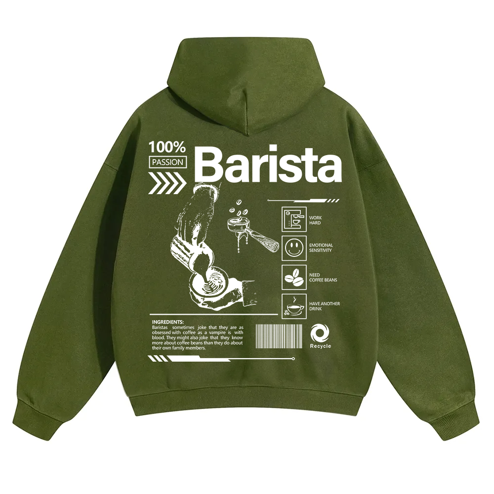 Barista Unisex Solid Color Hoodie wearishow