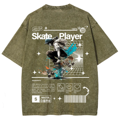 Skate Player  Unisex Fit Washed T-Shirt