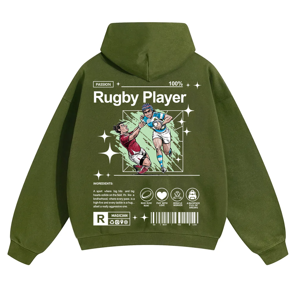 Rugby Player Unisex Solid Color Hoodie wearishow