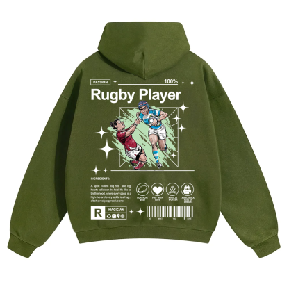 Rugby Player Unisex Solid Color Hoodie wearishow