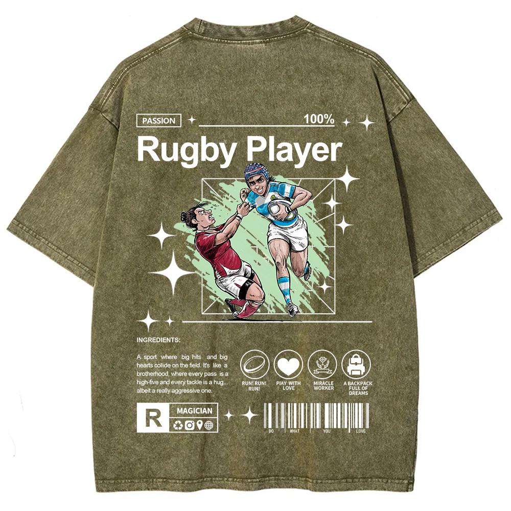 Rugby Player Unisex Fit Washed T-Shirt
