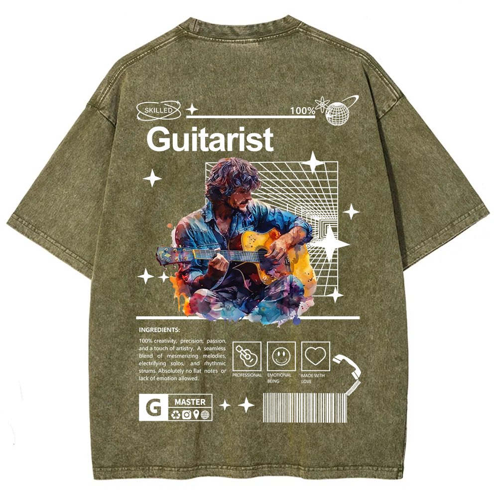 Guitarist Unisex Fit Washed T-Shirt