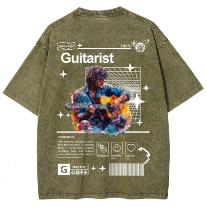 Guitarist Unisex Fit Washed T-Shirt