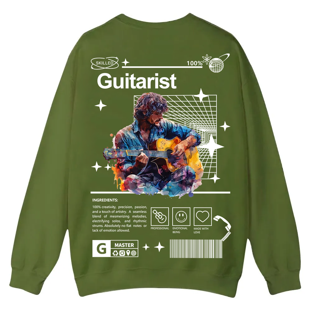 Guitarist Casual Crewneck Sweatshirt wearishow