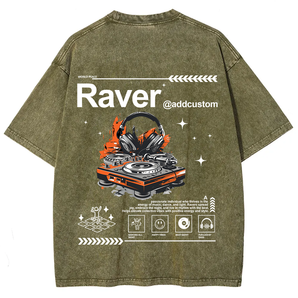 Addcustom Raver Unisex Fit Washed T-Shirt