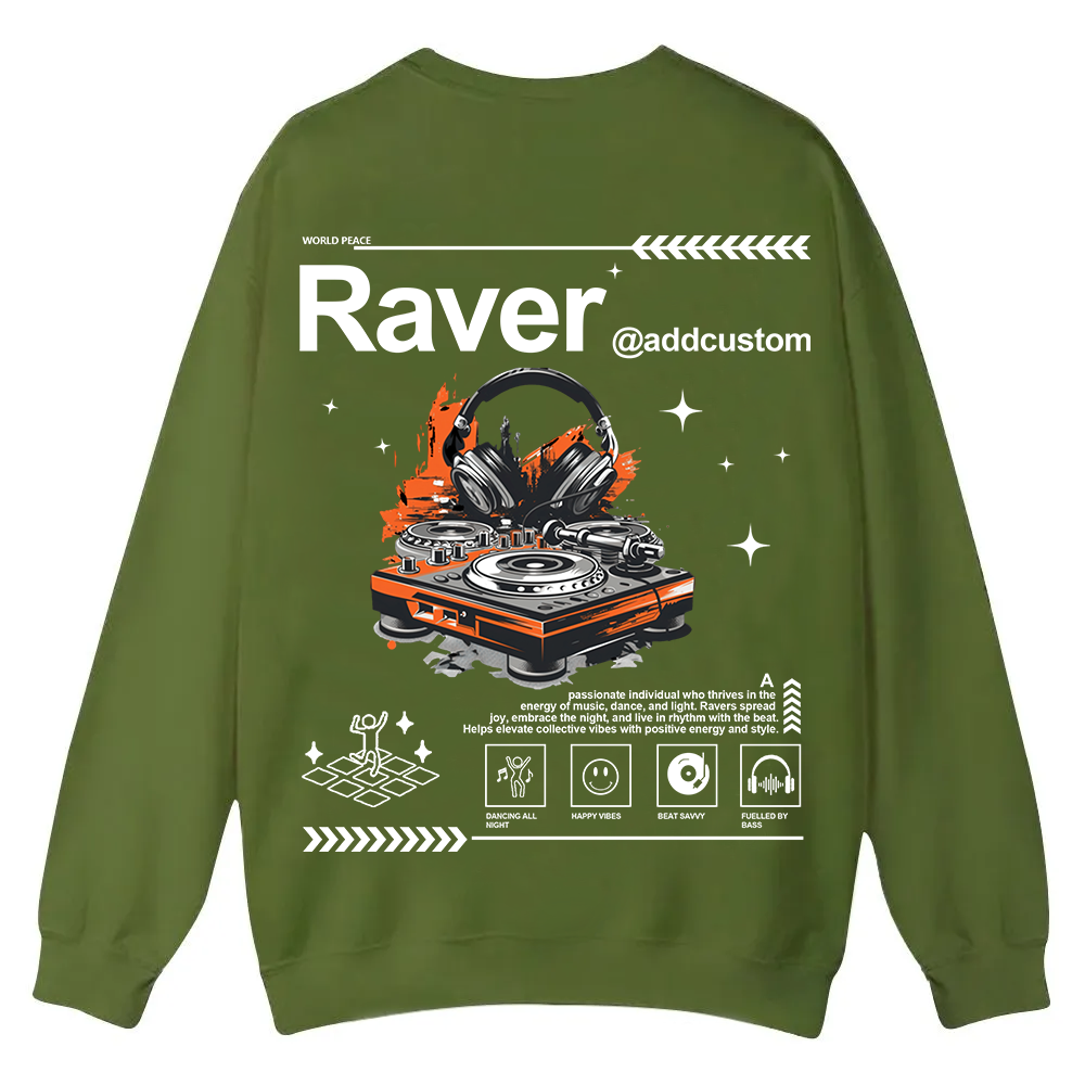Addcustom Raver Casual Crewneck Sweatshirt wearishow