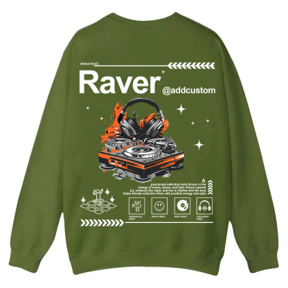Addcustom Raver Casual Crewneck Sweatshirt wearishow