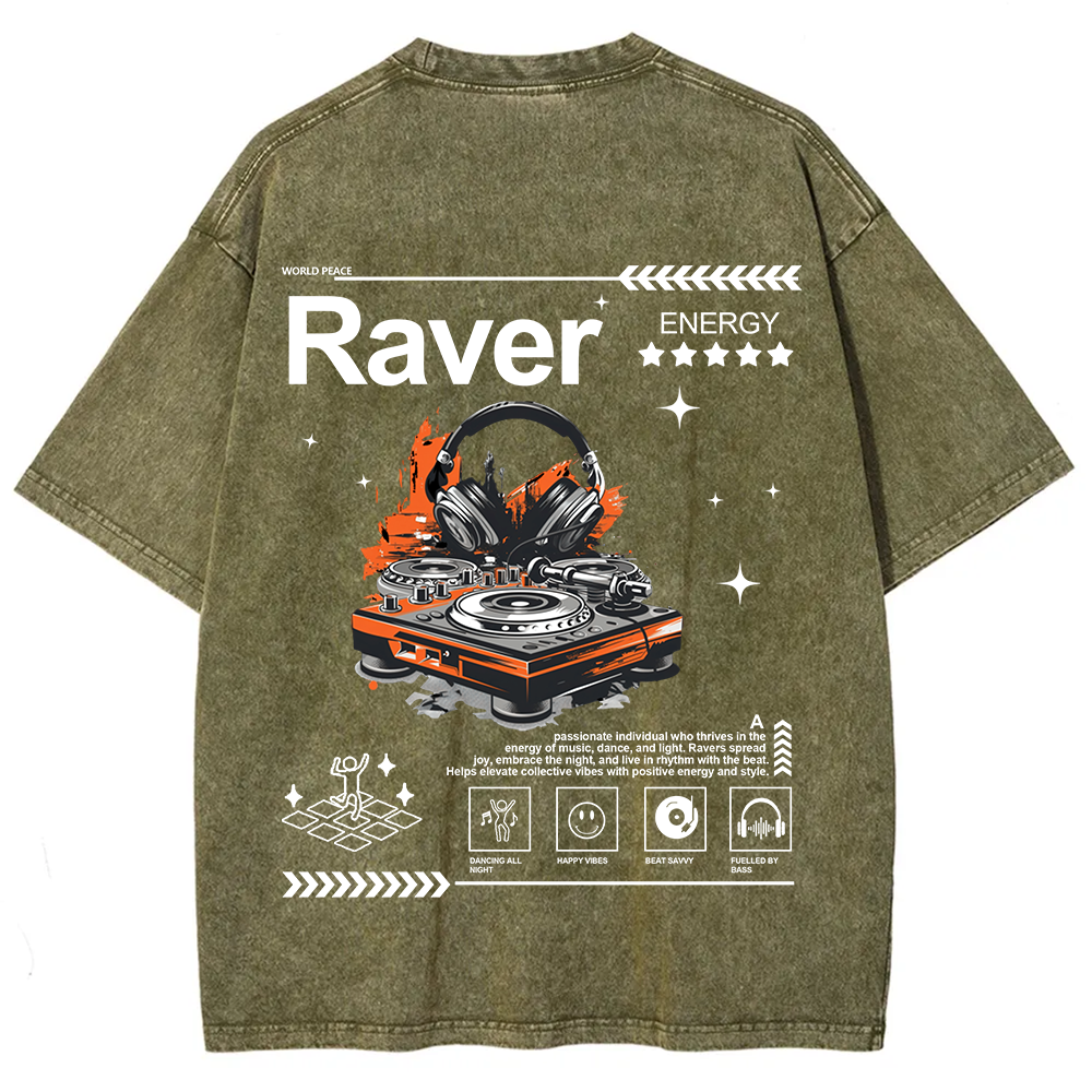 Raver Unisex Fit Washed T-Shirt