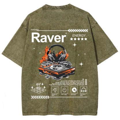 Raver Unisex Fit Washed T-Shirt