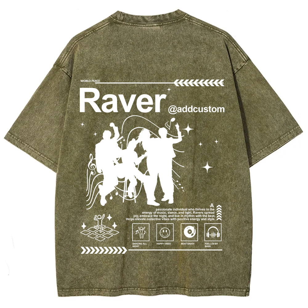 Addcustom Raver Unisex Fit Washed T-Shirt