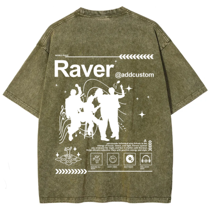 Addcustom Raver Unisex Fit Washed T-Shirt