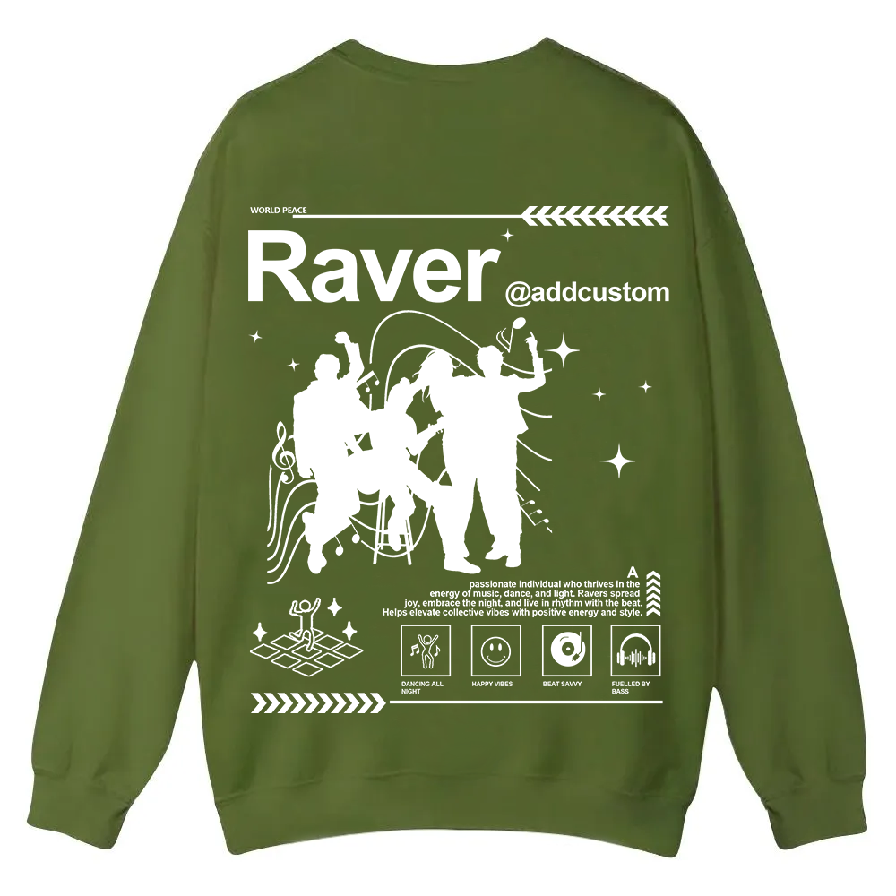 Addcustom Raver Casual Crewneck Sweatshirt wearishow