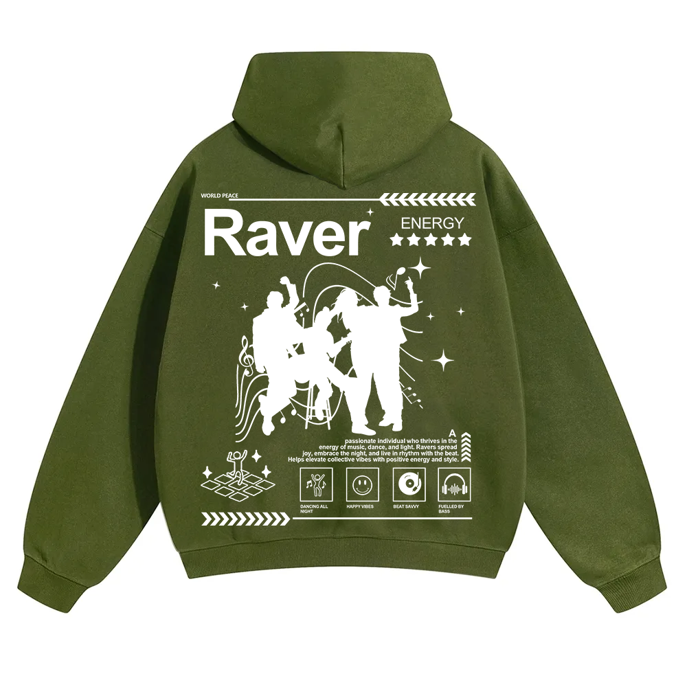 Raver Unisex Solid Color Hoodie wearishow
